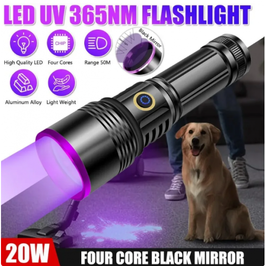 F.B.I F-365 UV 20W Şarjlı 26650 Pilli Profesyonel El Feneri 