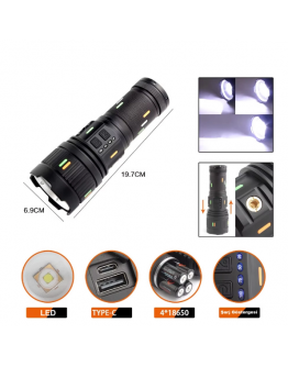 F.B.I Pro F-3001 Alüminyum TG LED Güç Göstergeli Type-C Şarjlı El Feneri 100 W
