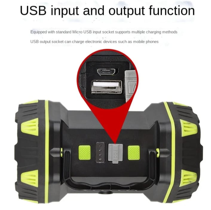 F-262 Yeni Güçlü Çift Taraflı Taşınabilir Spot Ve Işıldak USB Powerbank Şarjlı Fener